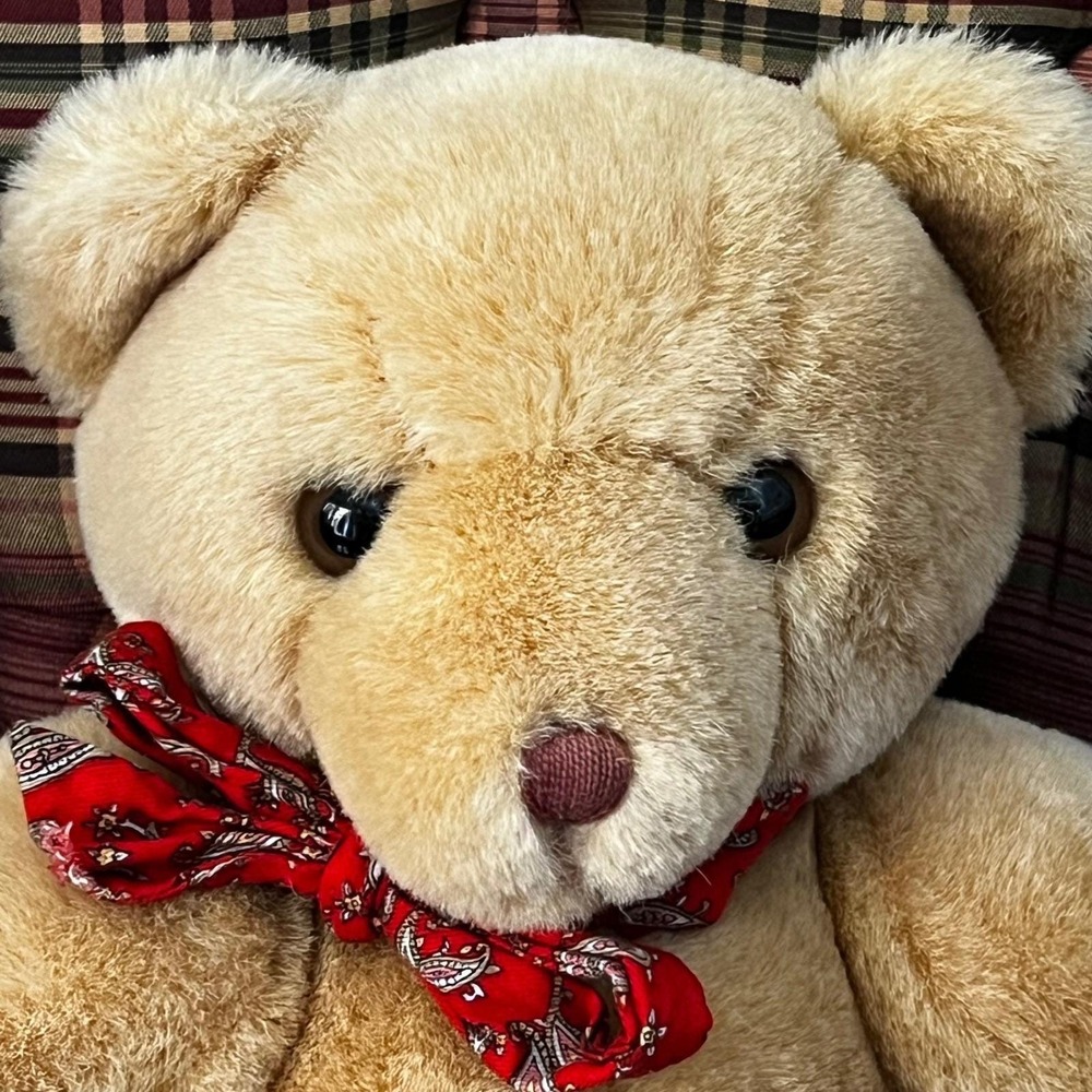 Vtg Eden Toys‎ Musical Teddy Bear 80s Plush Music Box Korea Red Bow Collectible - Picture 4 of 9